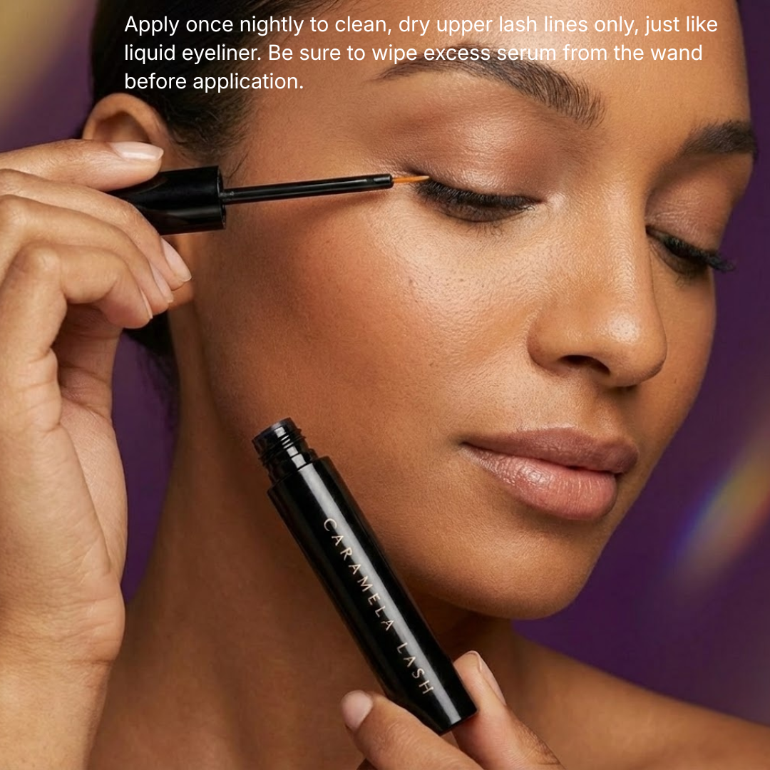 Caramela Beauty Lash Serum - 6ml, 3 Month Supply - Advanced Peptide Complex & Vitamin B5 for Longer Thicker Looking Lashes - Prostaglandin Free & Safe for Sensitive Eyes - Hyaluronic Acid, 0.21 fl oz