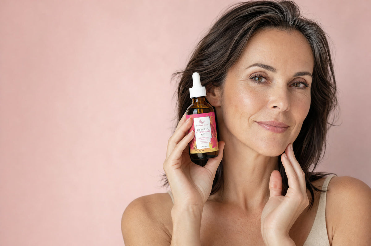 The oil women use to put down the razor and the tweezers.